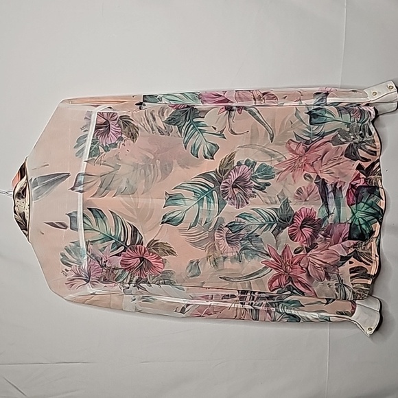 Guess like new floral button down long sleeve embellished jewel collar top Med - Picture 7 of 7